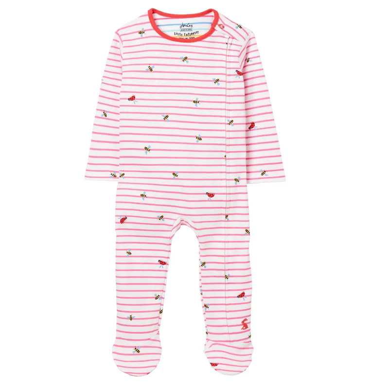 Joules Zippy Cotton Babygrow - Pink Ladybird Stripe